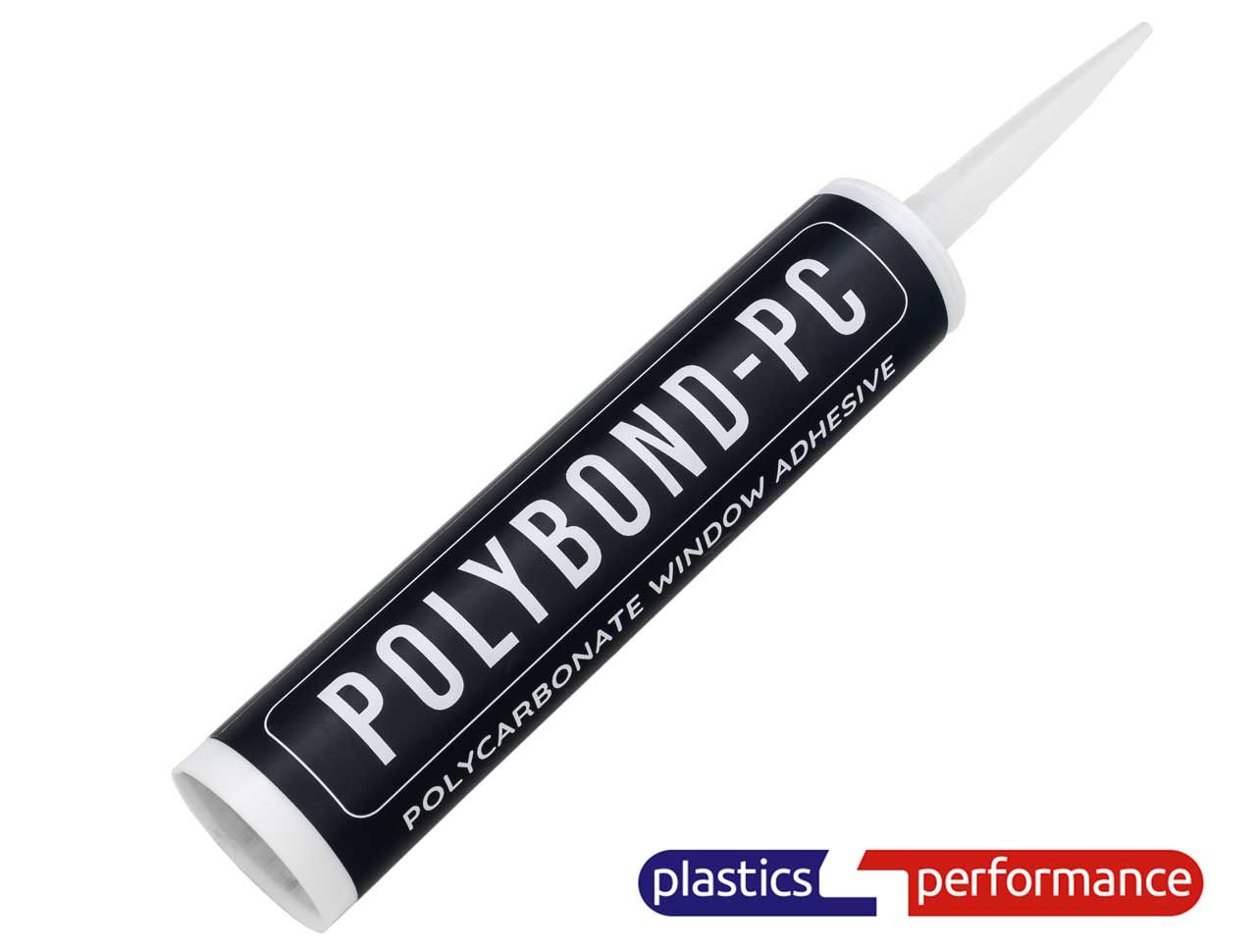 Bottle of PolyBond-PC Polycarbonate window adhesive.