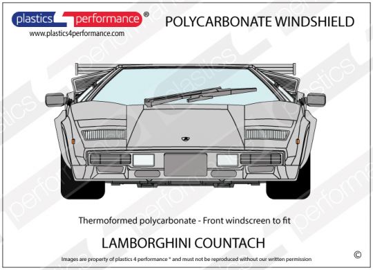 LAMBORGHINI - Countach LP400/LP500 Hardcoated Front windscreen